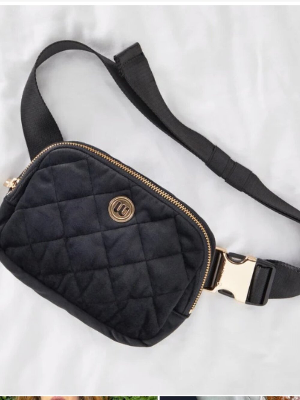 NWT Wantable Velvet Cozytober Quilted Belt Bag in Black, One Size